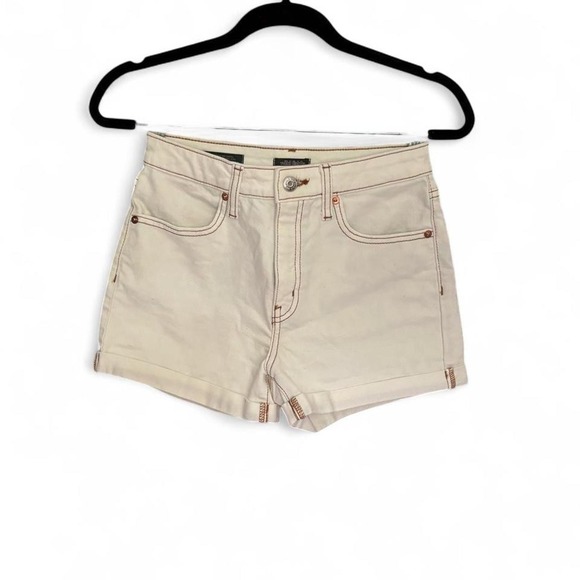 wild fable Pants - Wild Fable High-Rise Rolled Cuff Denim Shorts white with brown stitching, SZ 00